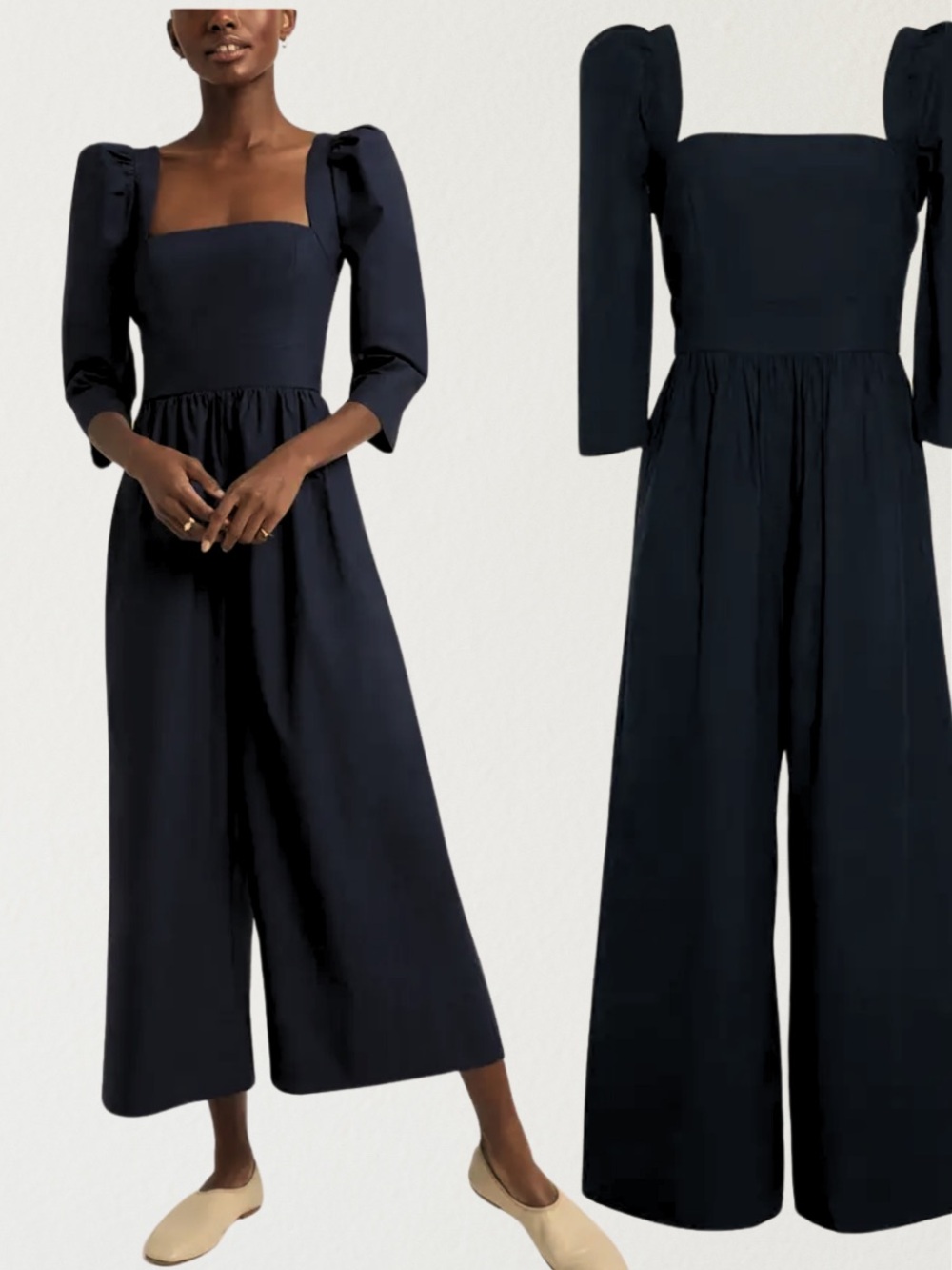 NWOT Cara Cara Black Wide Leg Square Neck Jumpsuit 8
